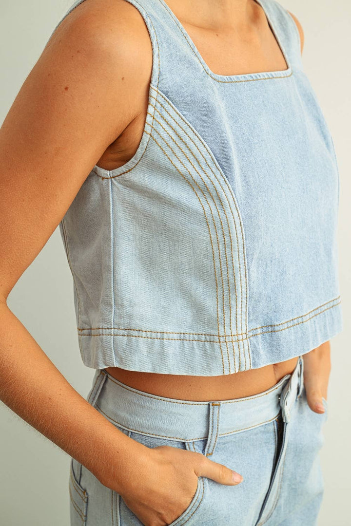 Patchwork Denim Tank