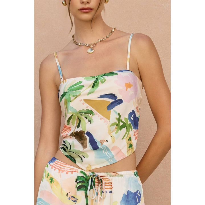 Isla Bonita Dipped Hem Tie Back Top