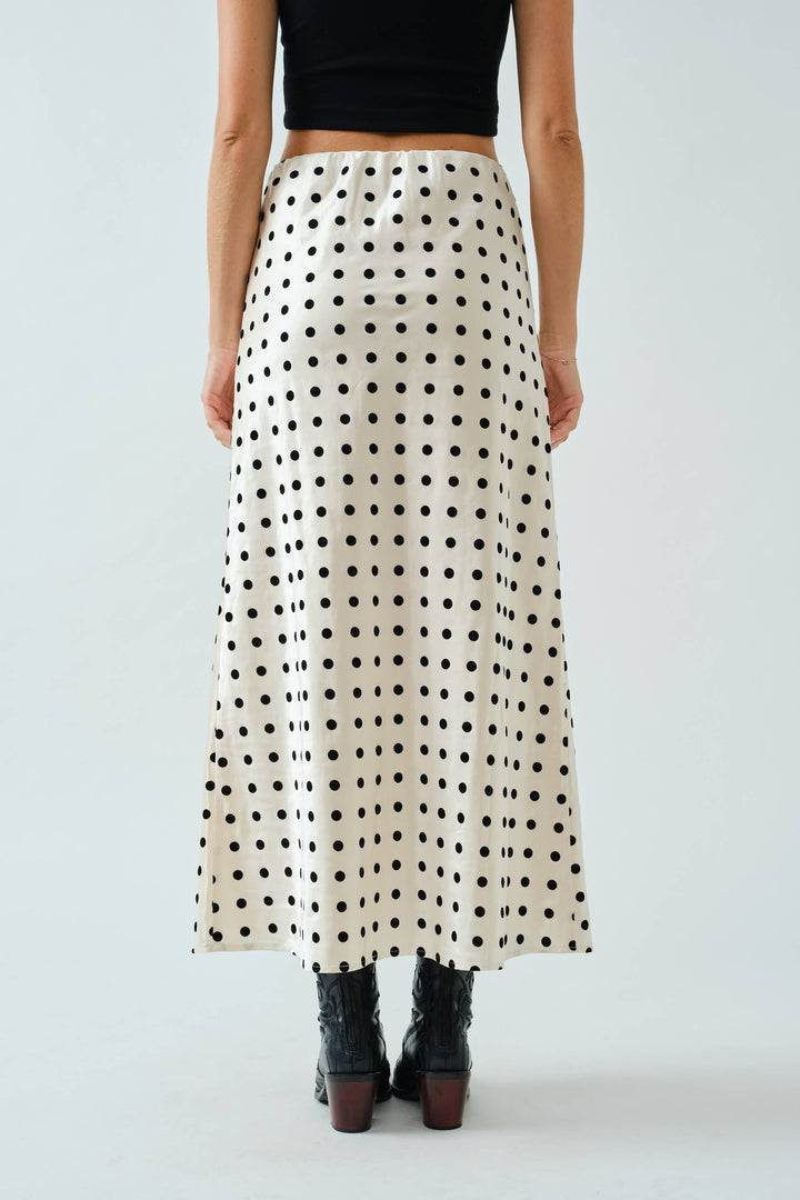 Camilla Satin Dot Midi Skirt