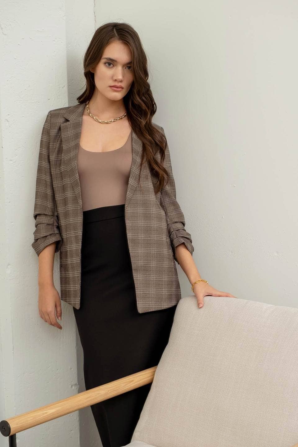 Verona Plaid Sleeve Blazer