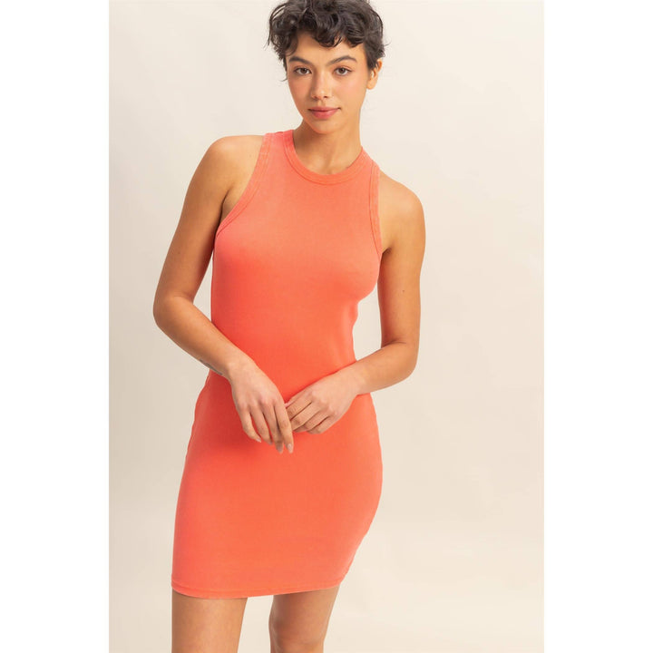 Luca Acid Washed Ribbed Mini Dress