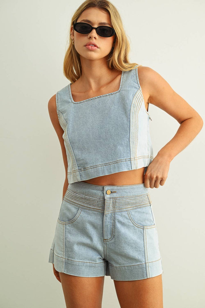 Patchwork Denim Tank
