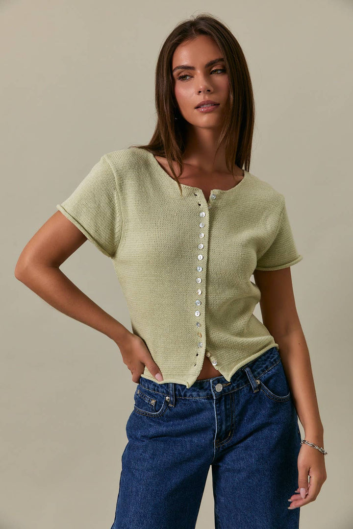 Emery Button Down Sweater Top