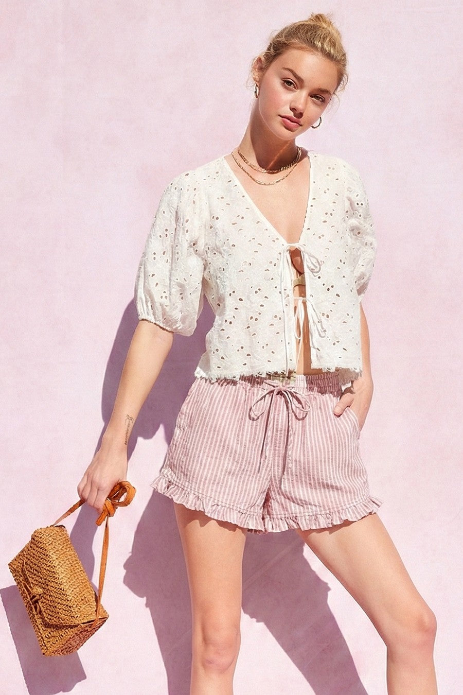 Willow Striped Ruffle Shorts