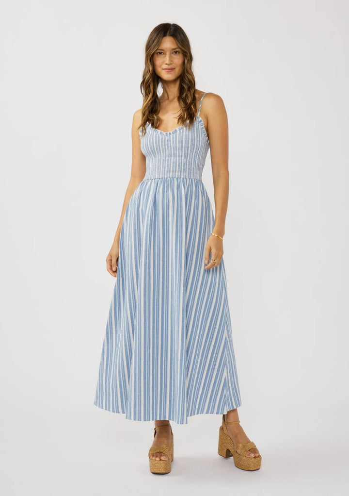 Amalfi Striped Smocked Midi Dress