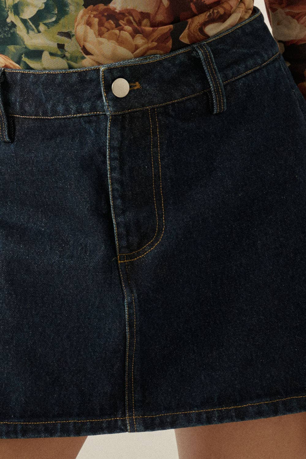 Lennon Dark Denim A-Line Fitted Mini Skort