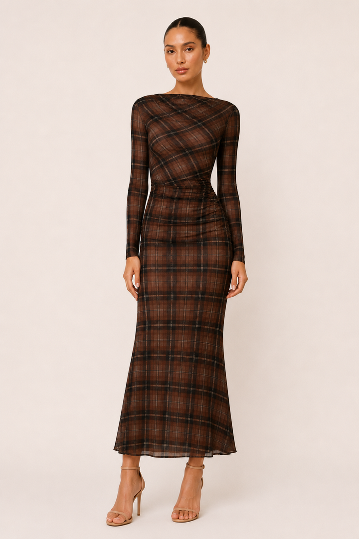 Cleo Plaid Maxi Dress