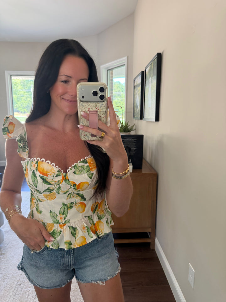 Lemon Corset Flutter Top