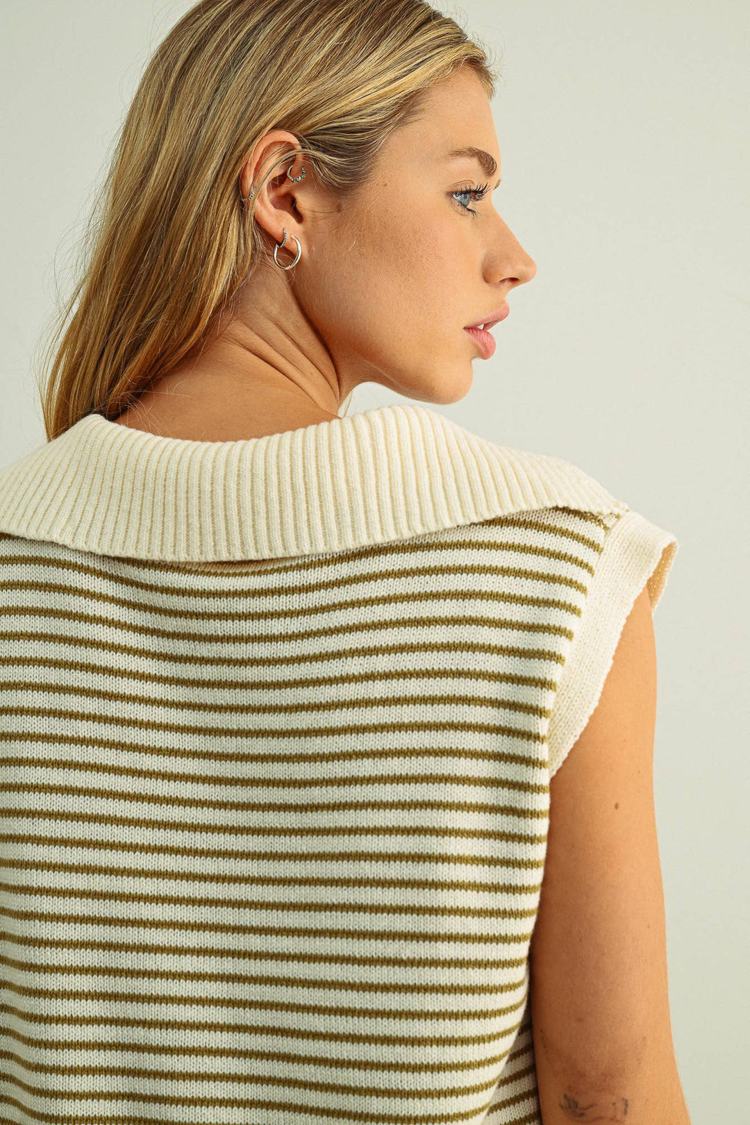 Brooke Stripe Collar Knitted Tank Top