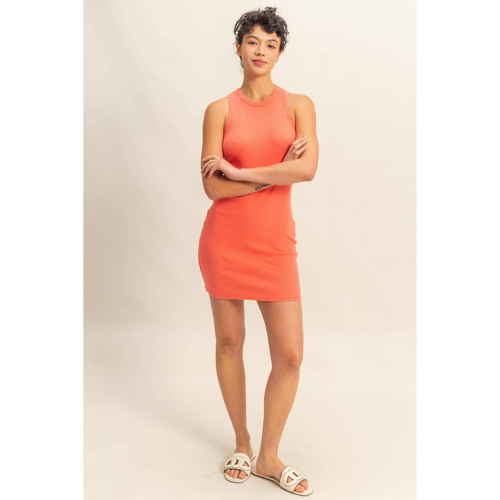 Luca Acid Washed Ribbed Mini Dress