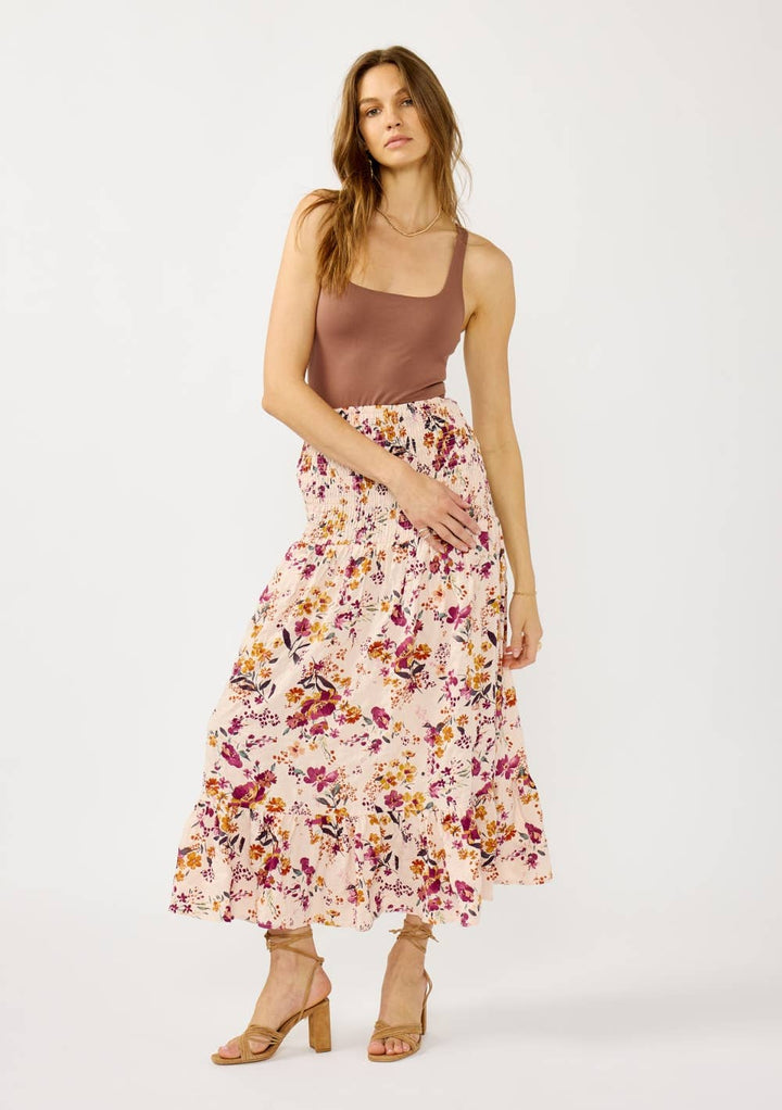 Solene Floral Convertible Smocked Waist Skirt