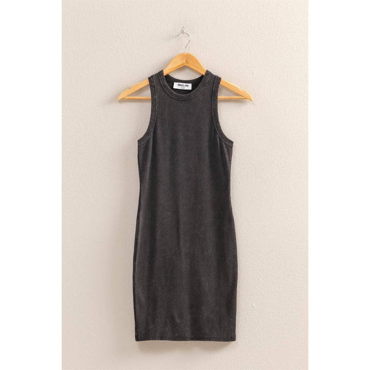 Luca Acid Washed Ribbed Mini Dress