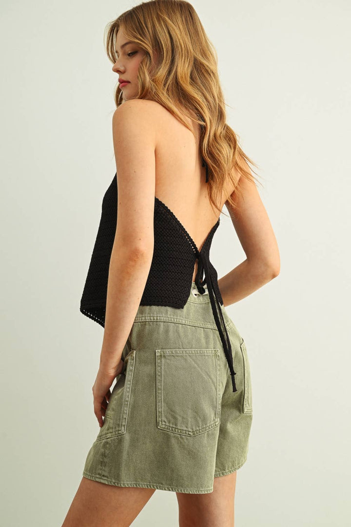 Lumi Crochet Knit Halter Neck Top