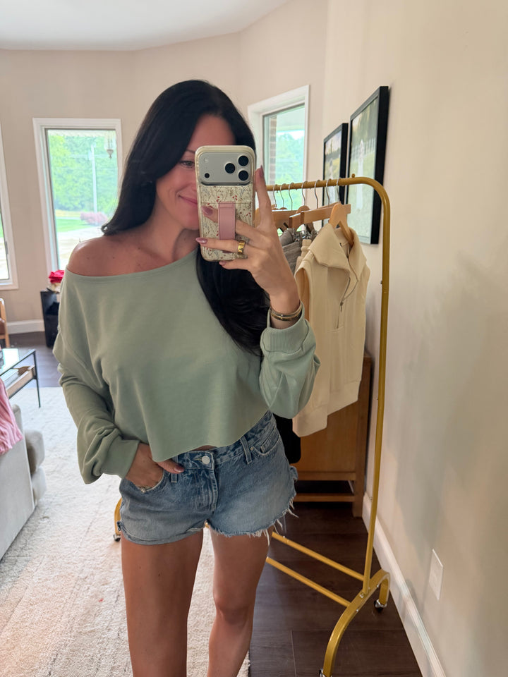 Boat Neck Long Sleeve Top