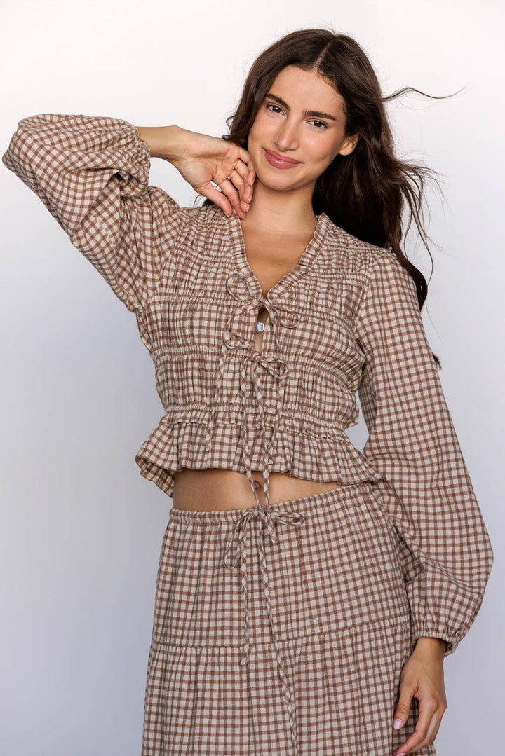 Sienna Gingham Smocked Top