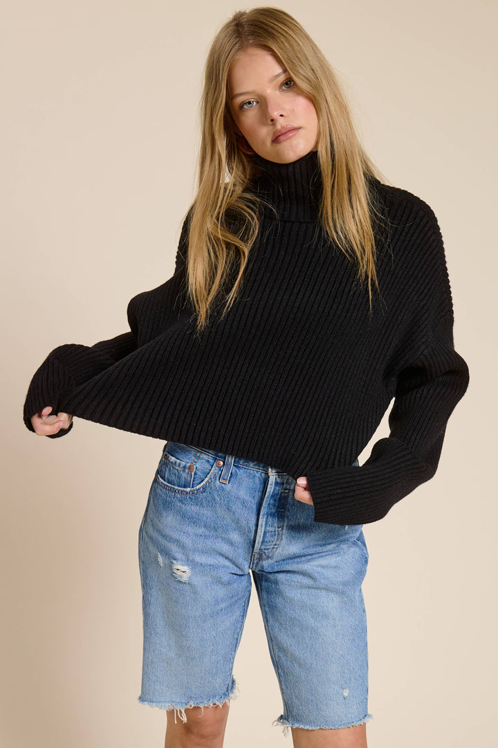 Sera Cropped Ribbed Turtleneck