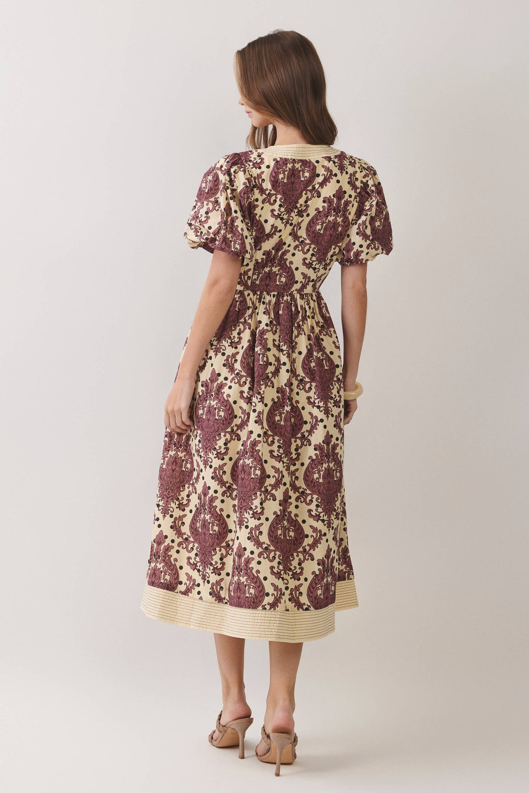 Patricia Puff Sleeve Zip Front Midi Dress