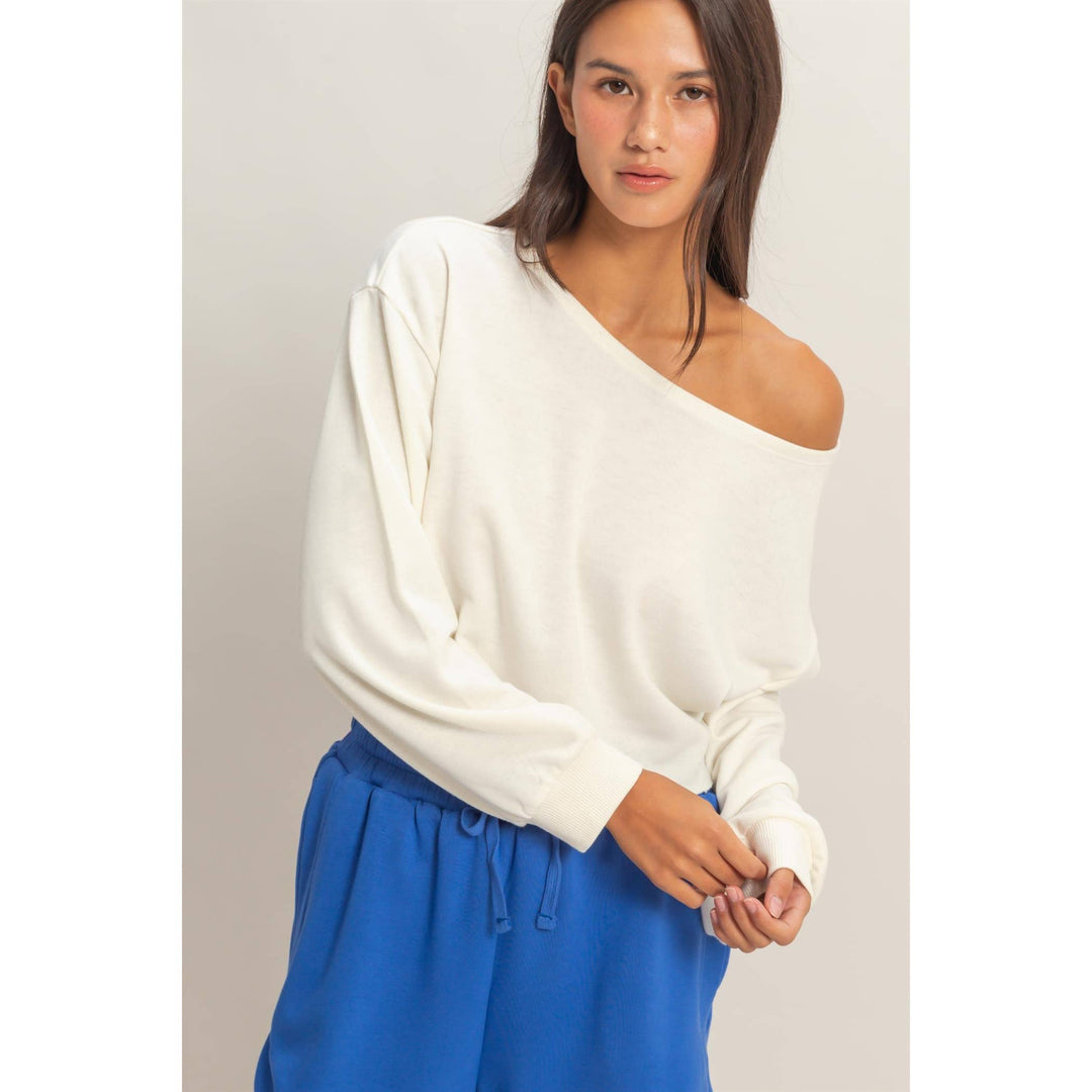 Boat Neck Long Sleeve Top