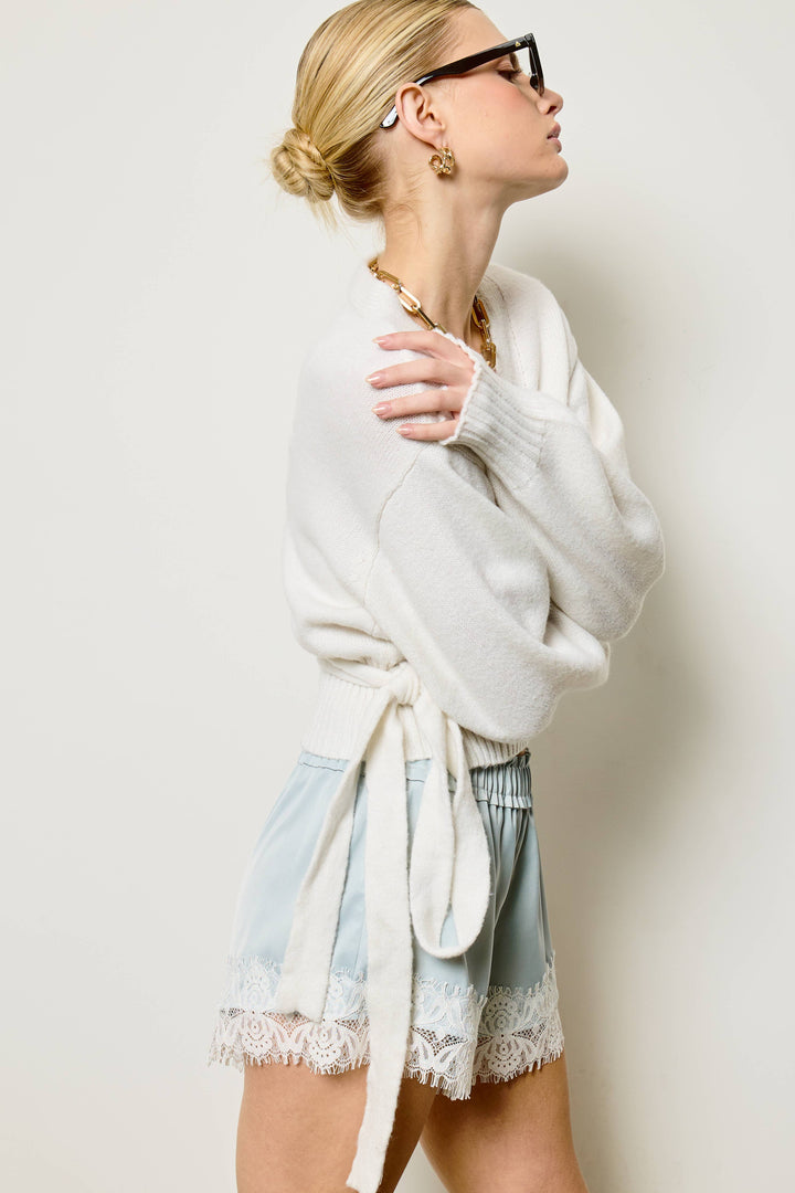Alessia Wrap Tie Knit Sweater