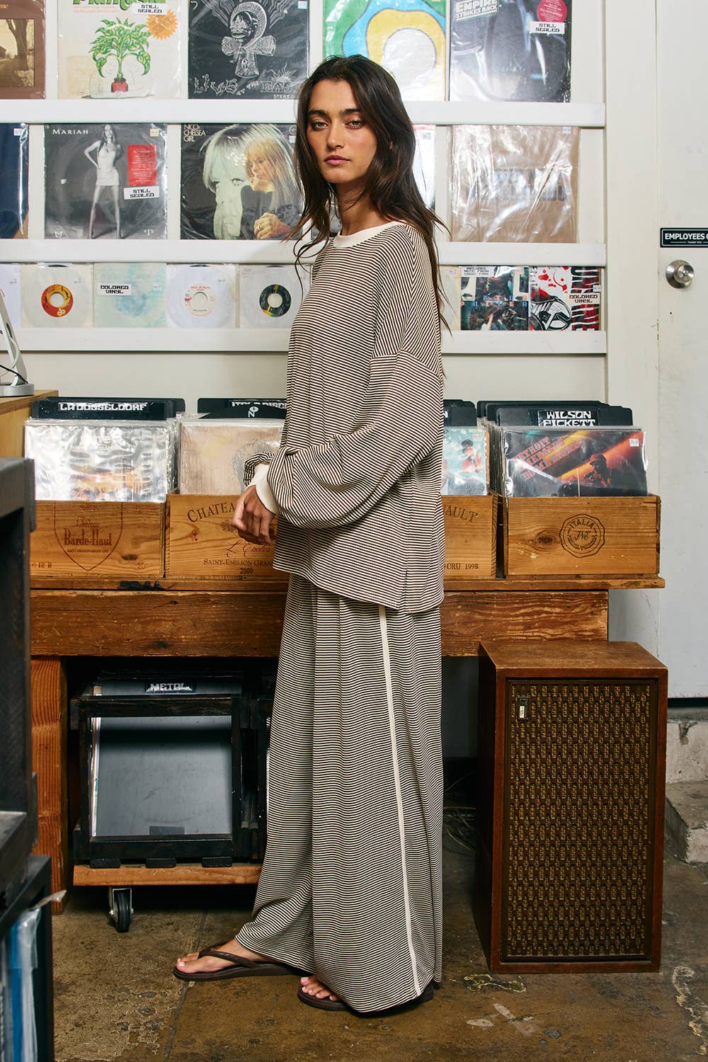 Remi Micro-Stripe Wide-Leg Pants