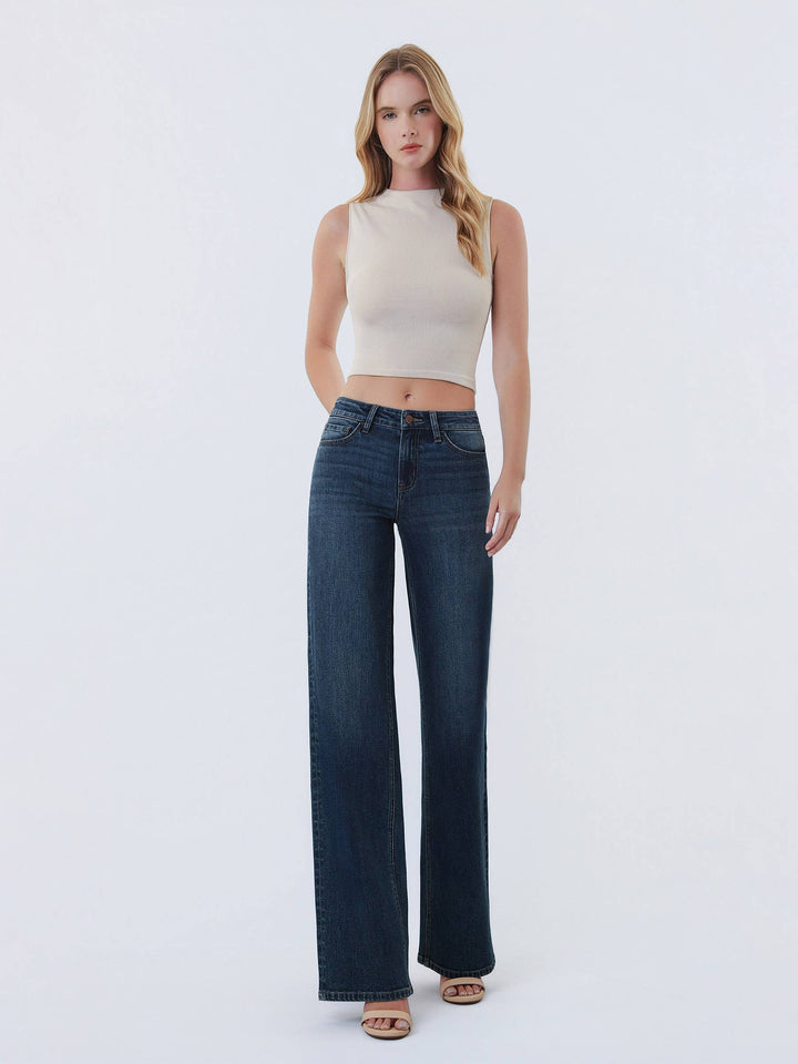 Flying Monkey Mid Rise Full Length Wide Leg Jean