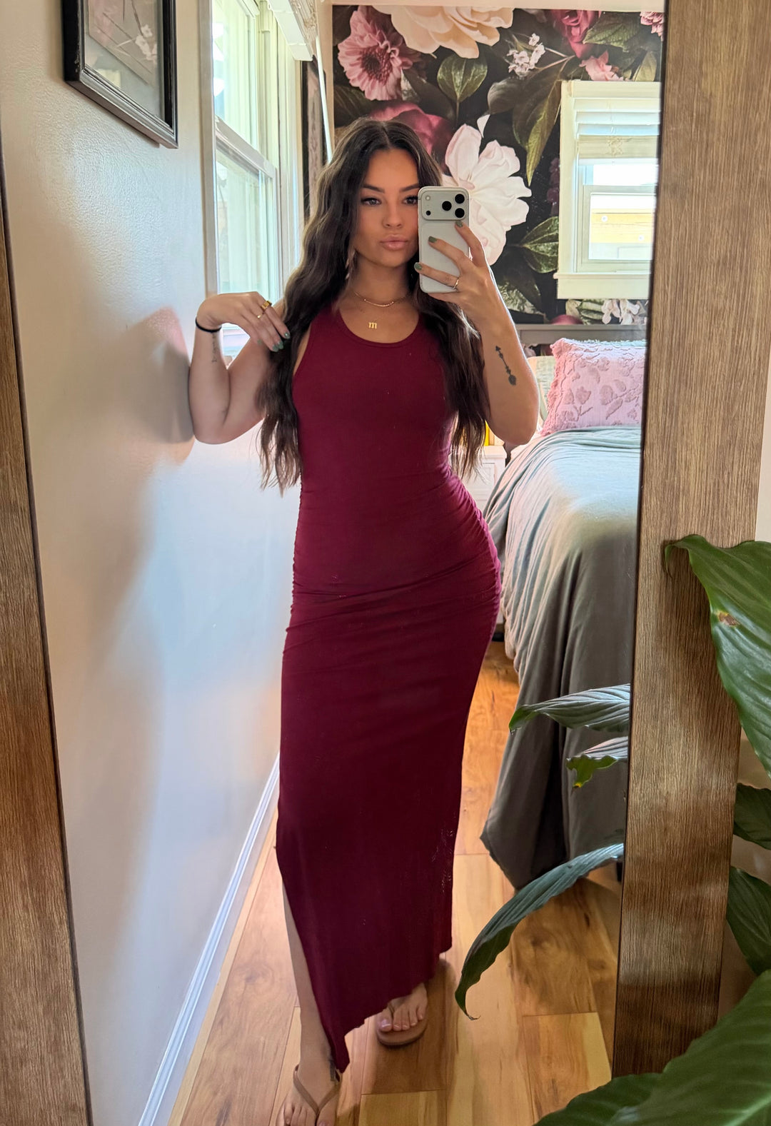 Luna Ribbed Ruched Midi Dress