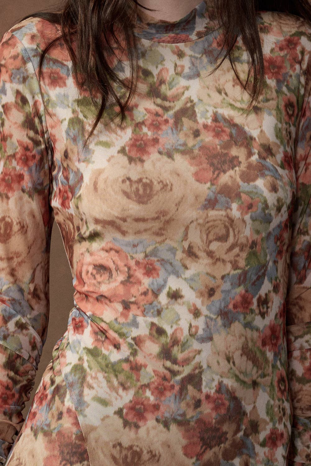 Sienna Floral-Print Mesh Maxi Dress