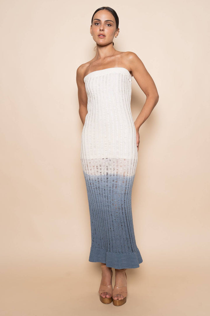 Adriana Strapless Ombre Maxi Dress
