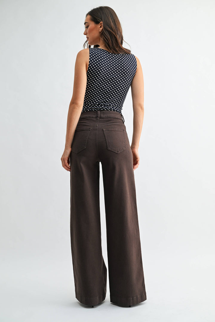 JBD High Rise Wide Leg - DARK BROWN