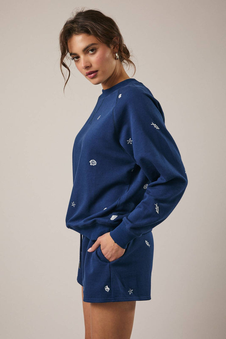 Marine Embroidered Short Set
