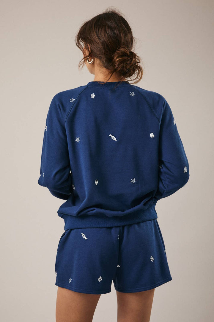 Marine Embroidered Short Set