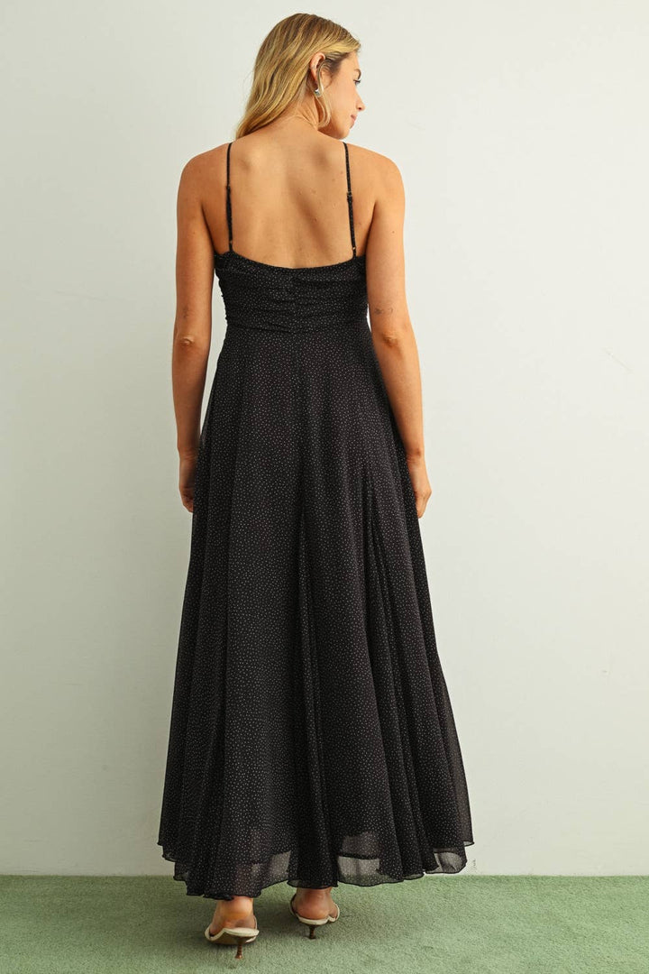 Midnight Muse Polka Dot Maxi Dress