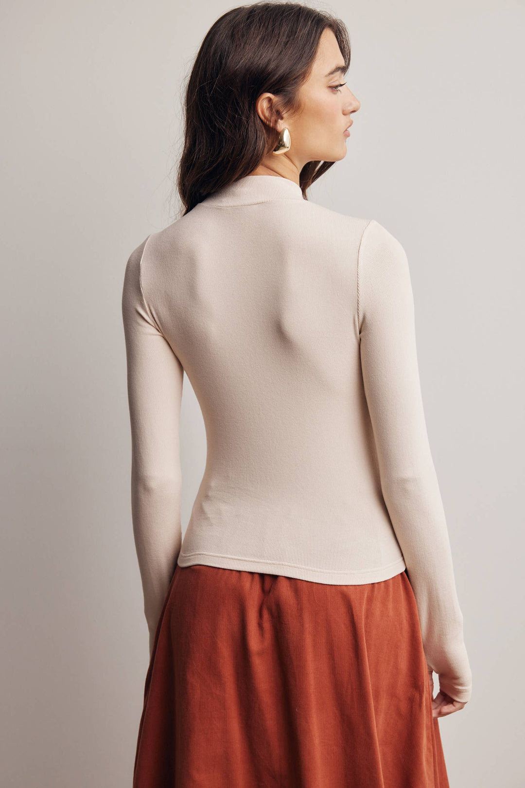 Livia Ribbed Mock Neck Top