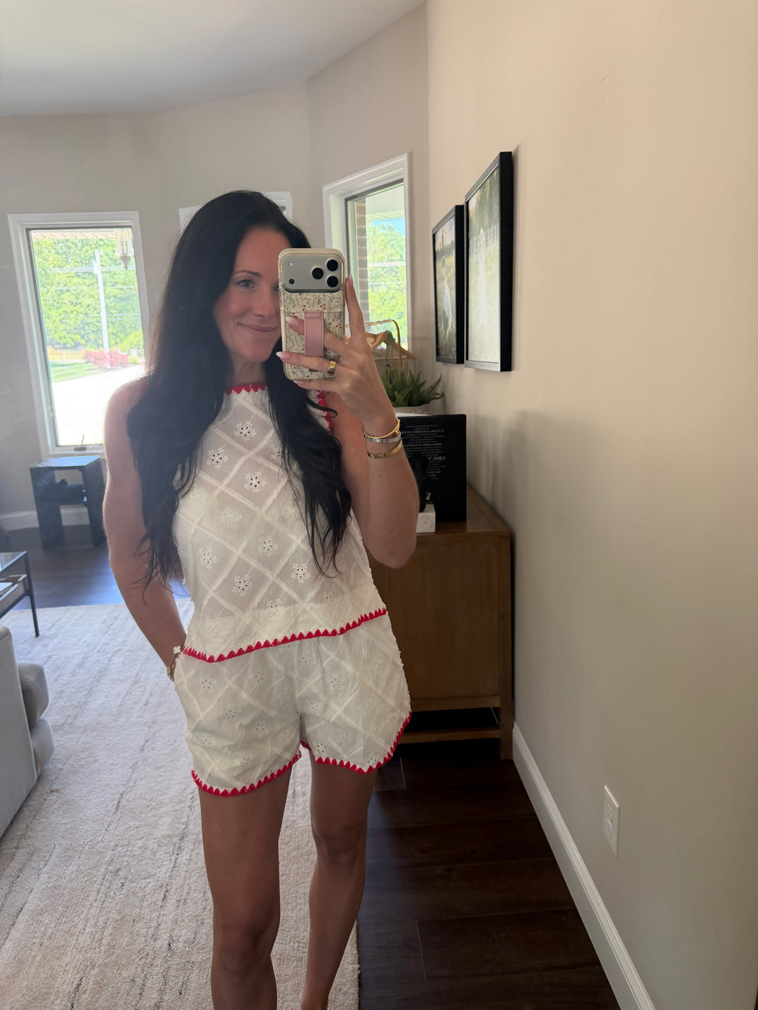 Seaside Eyelet Embroidered Shorts Set