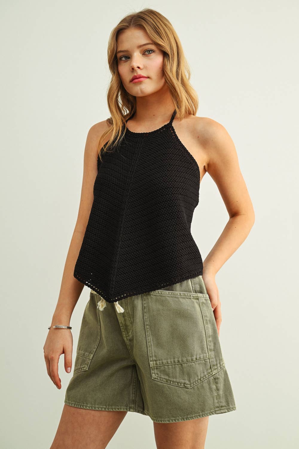 Lumi Crochet Knit Halter Neck Top