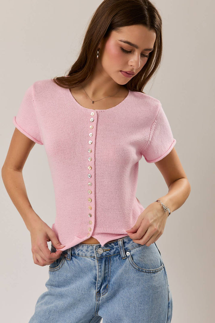Emery Button Down Sweater Top