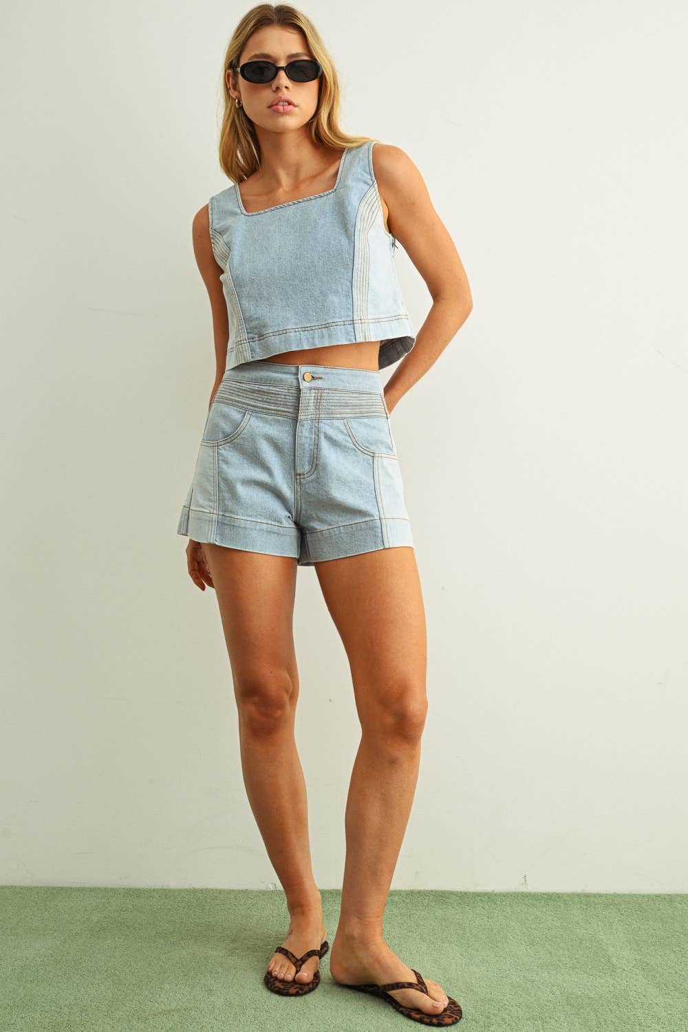 Patchwork Denim Shorts