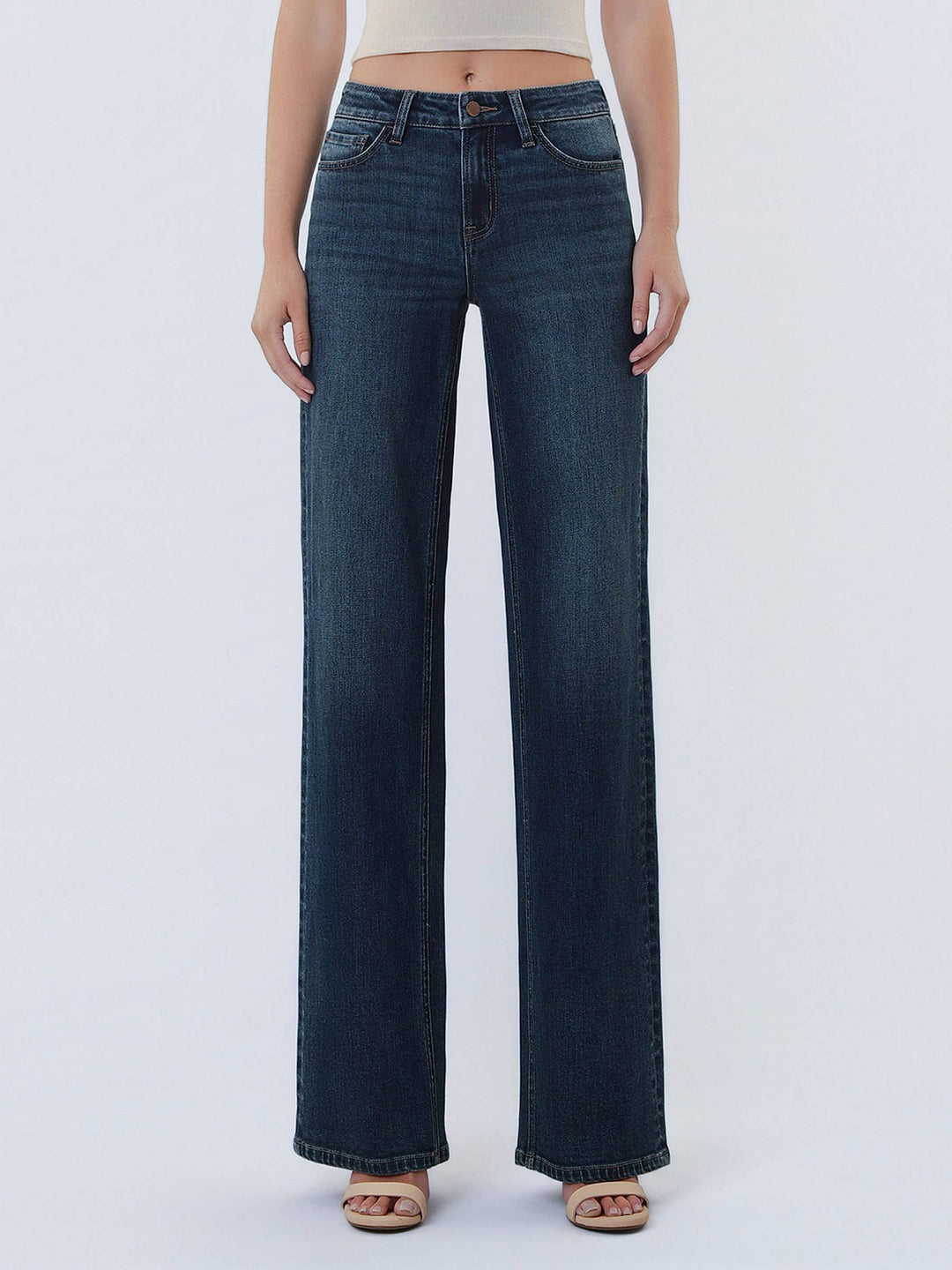 Flying Monkey Mid Rise Full Length Wide Leg Jean