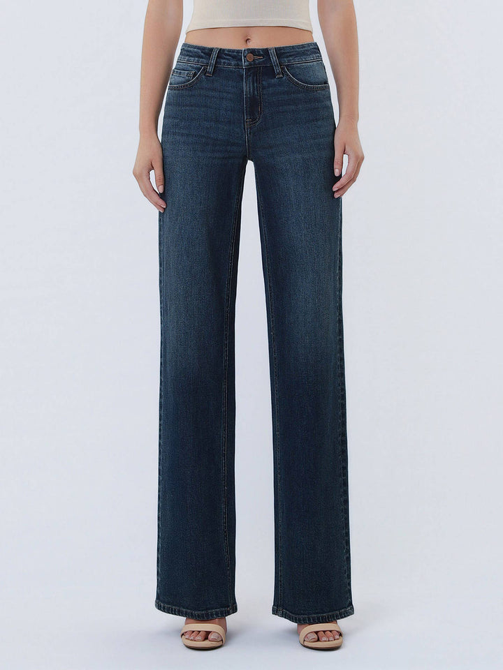Flying Monkey Mid Rise Full Length Wide Leg Jean