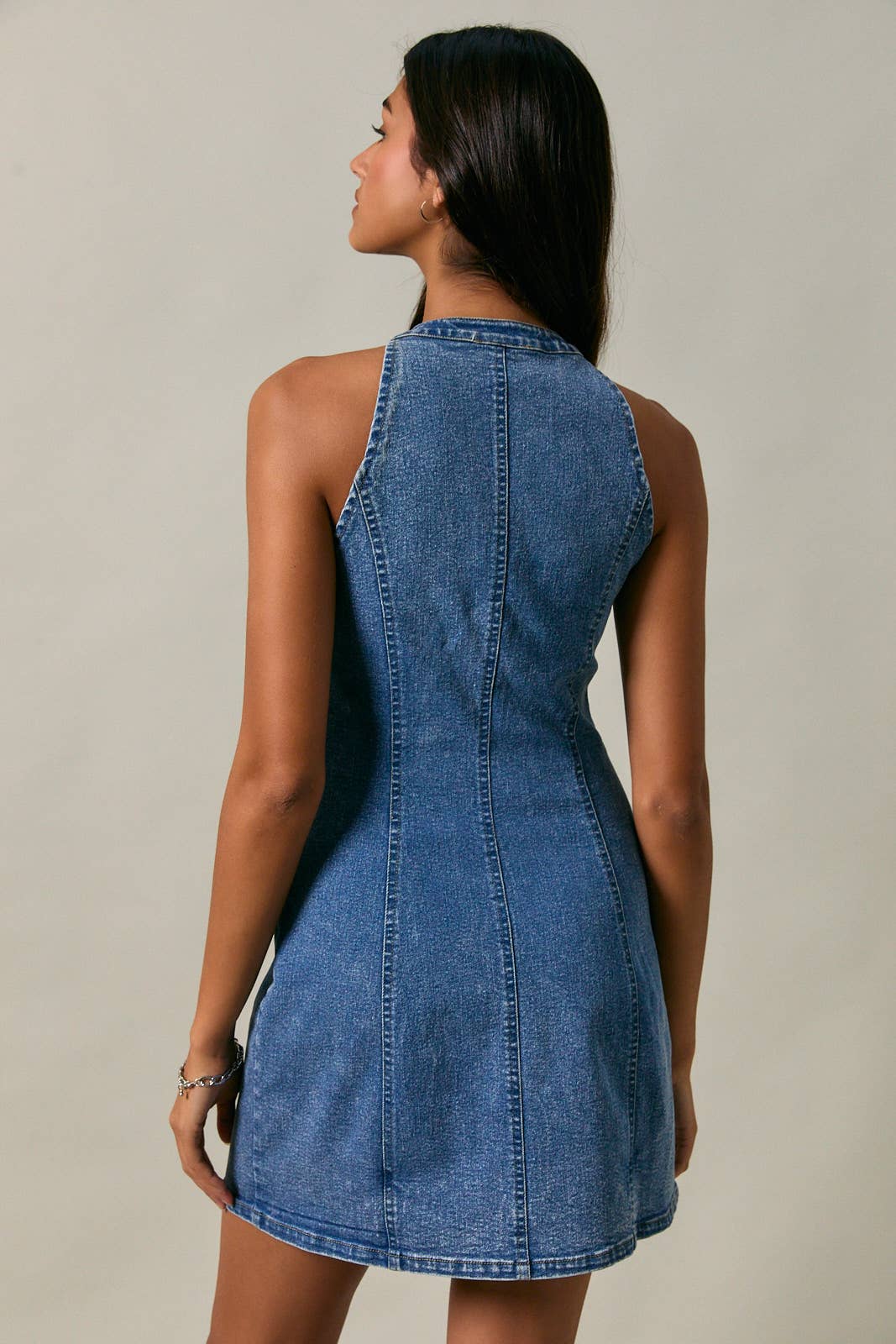 Saylor Halter Beck Denim Mini Dress