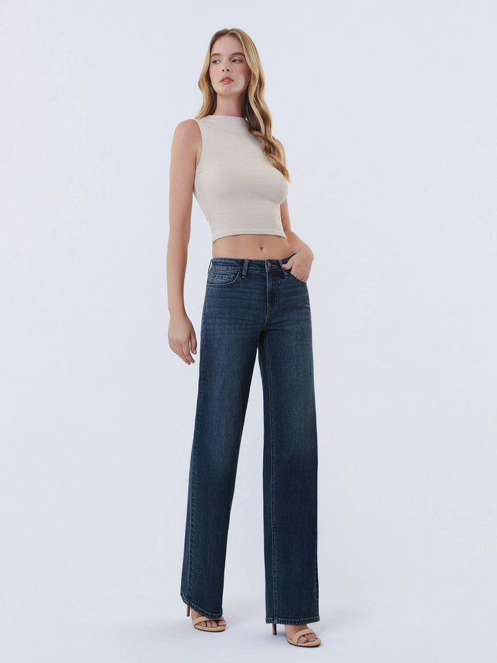 Flying Monkey Mid Rise Full Length Wide Leg Jean