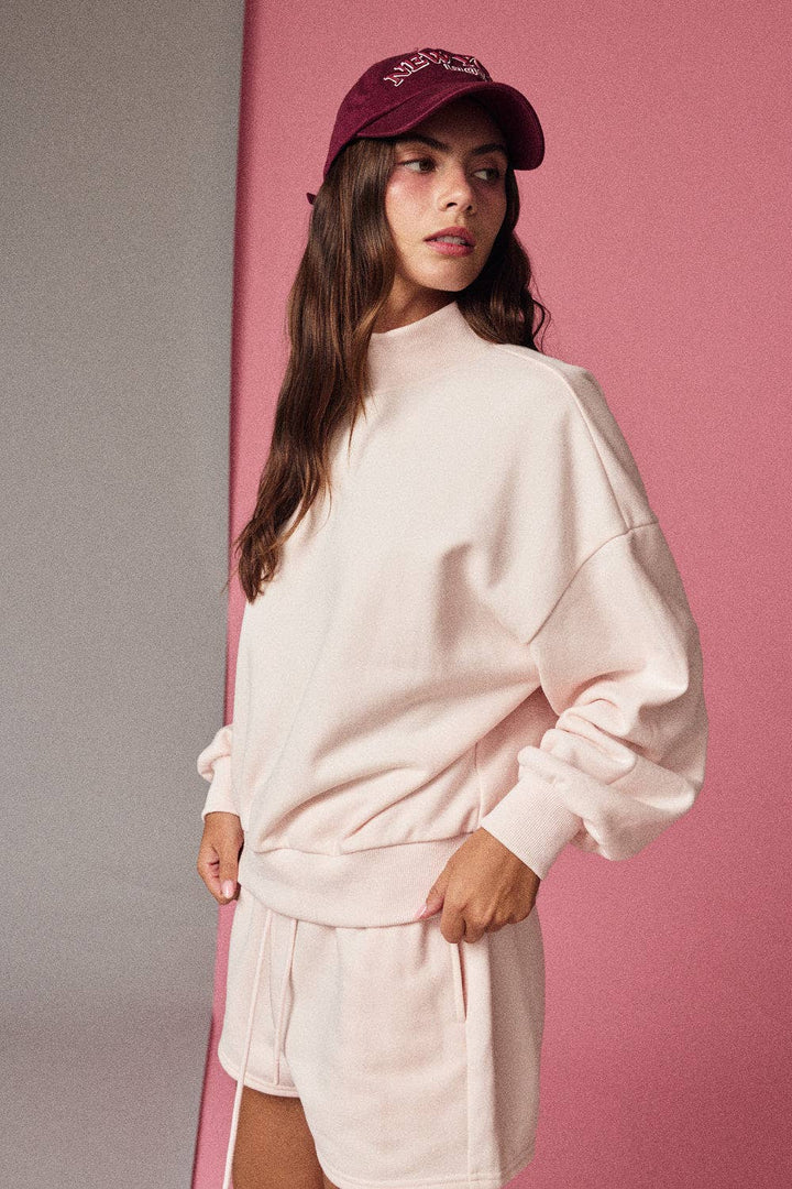 Capri Mock Neckline Oversized Lounge Set