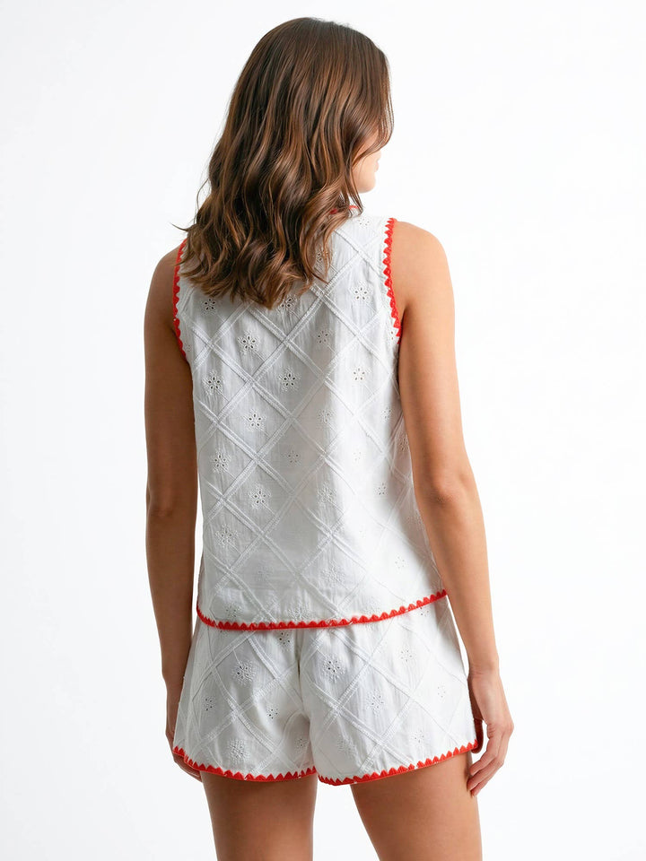Seaside Eyelet Embroidered Shorts Set
