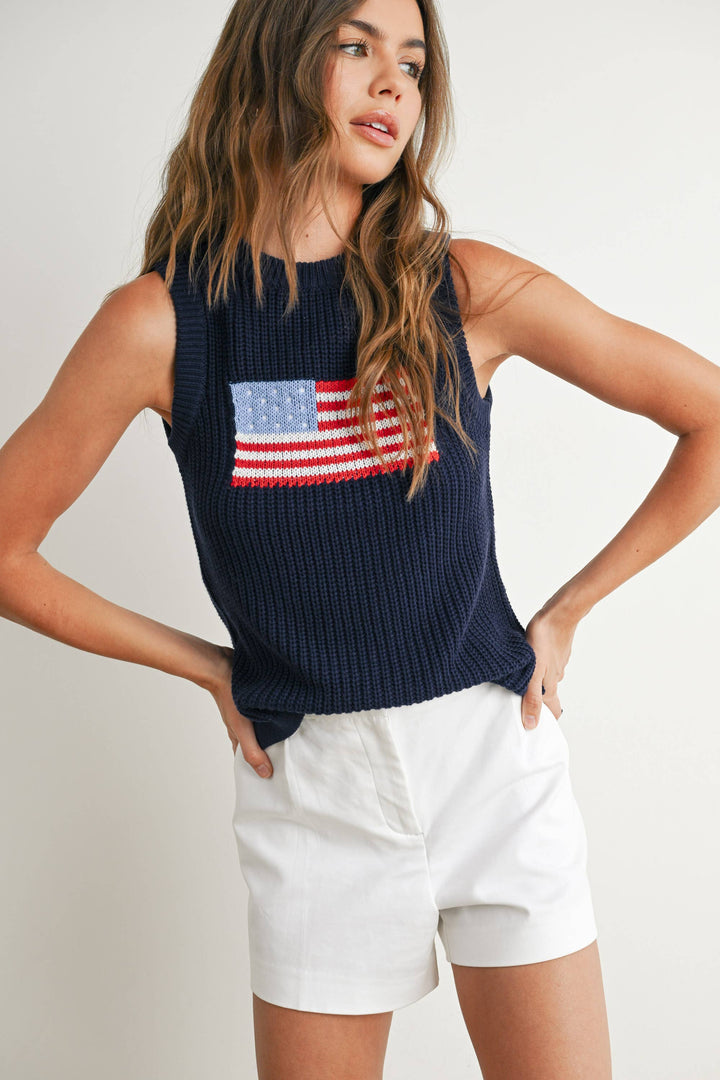 Flag Knitted Sleeveless Sweater