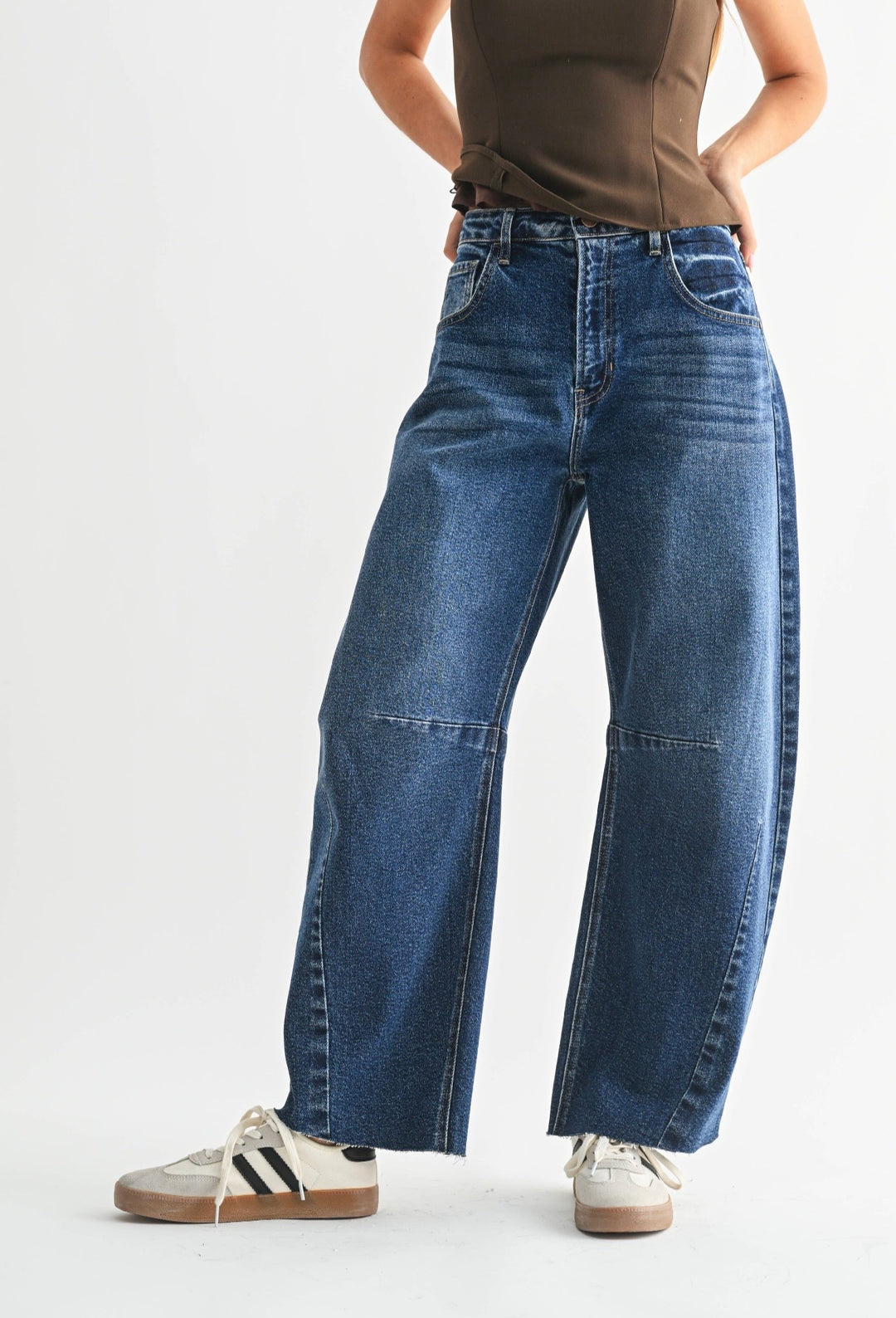 Just Black Denim Barrel Jean With Seams