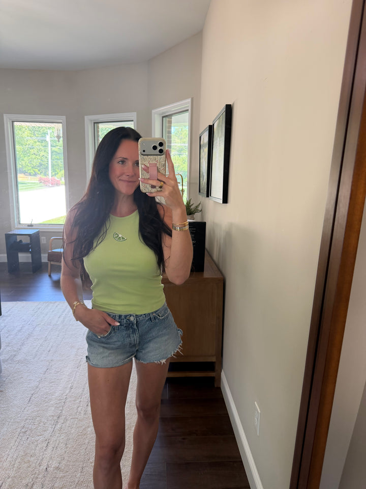 Lime Twist Ribbed Tank Top