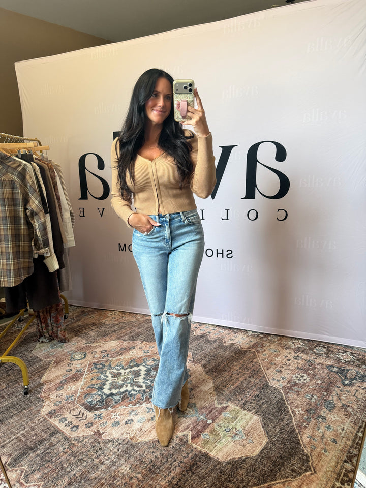 Bianca Ribbed Sweetheart Top