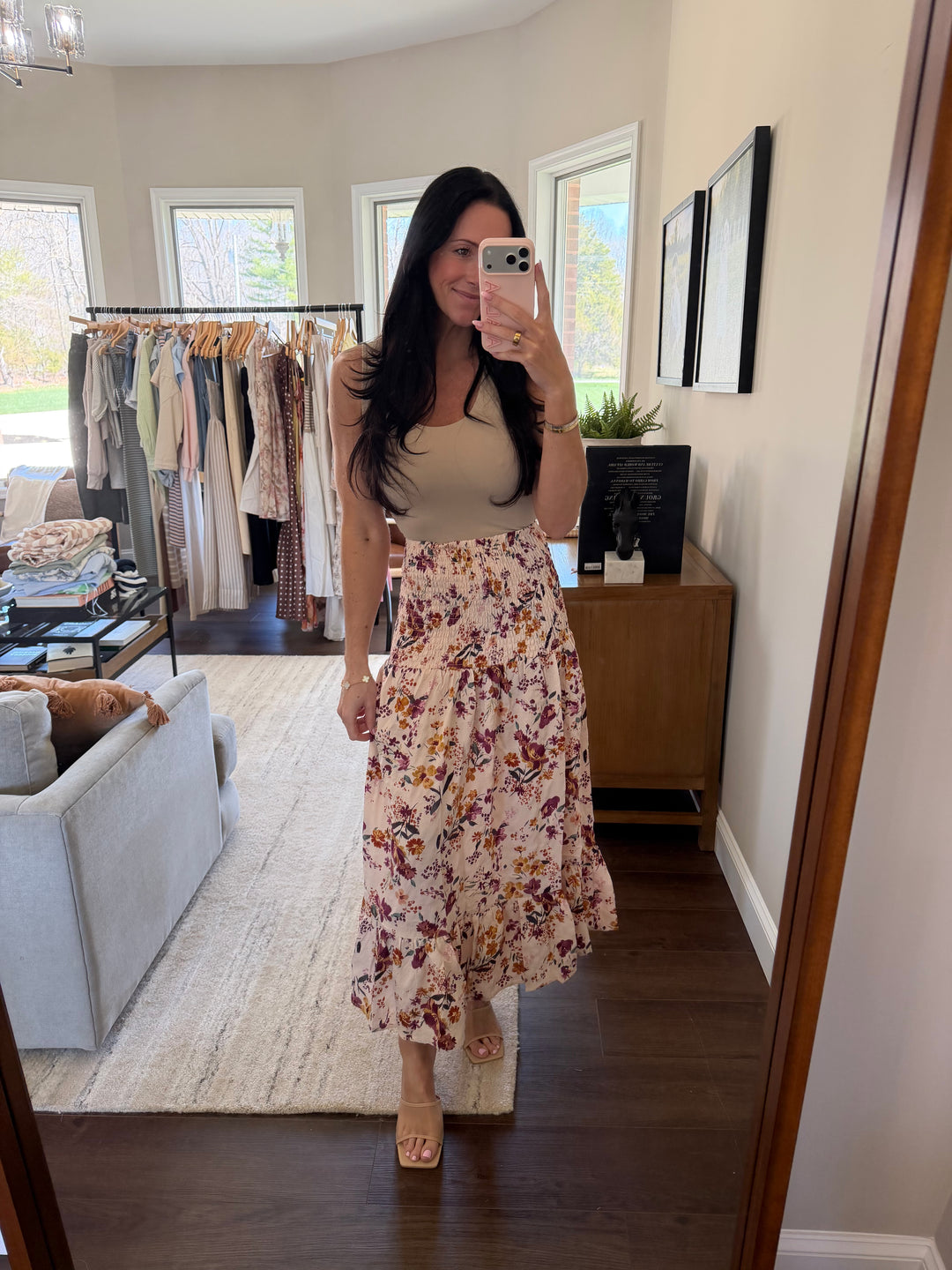 Solene Floral Convertible Smocked Waist Skirt
