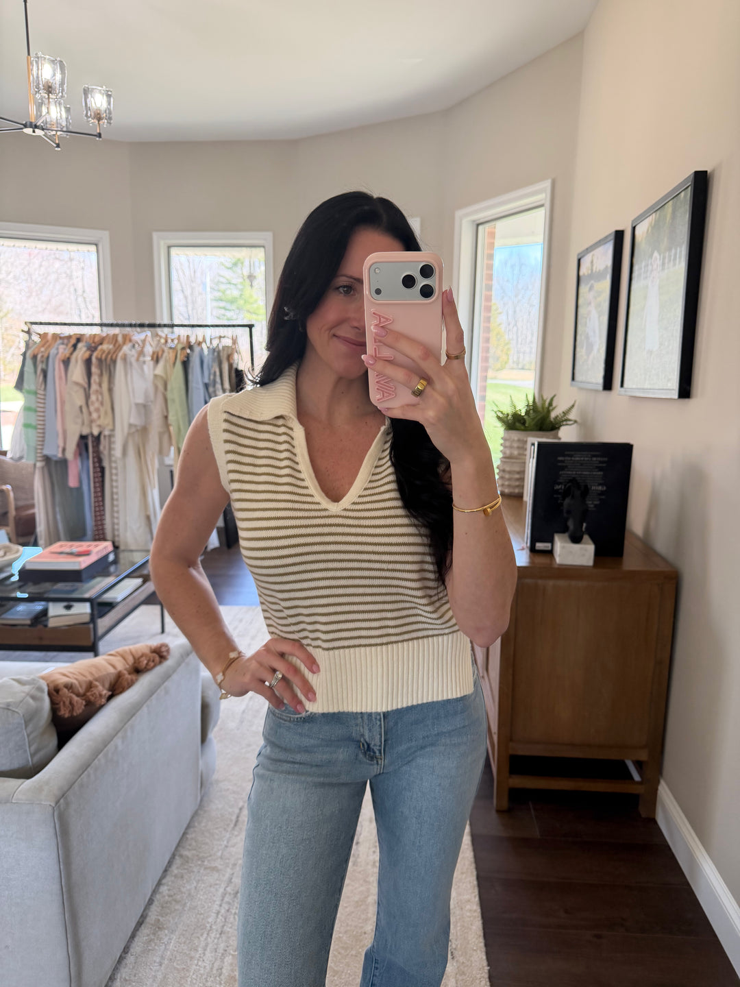 Brooke Stripe Collar Knitted Tank Top