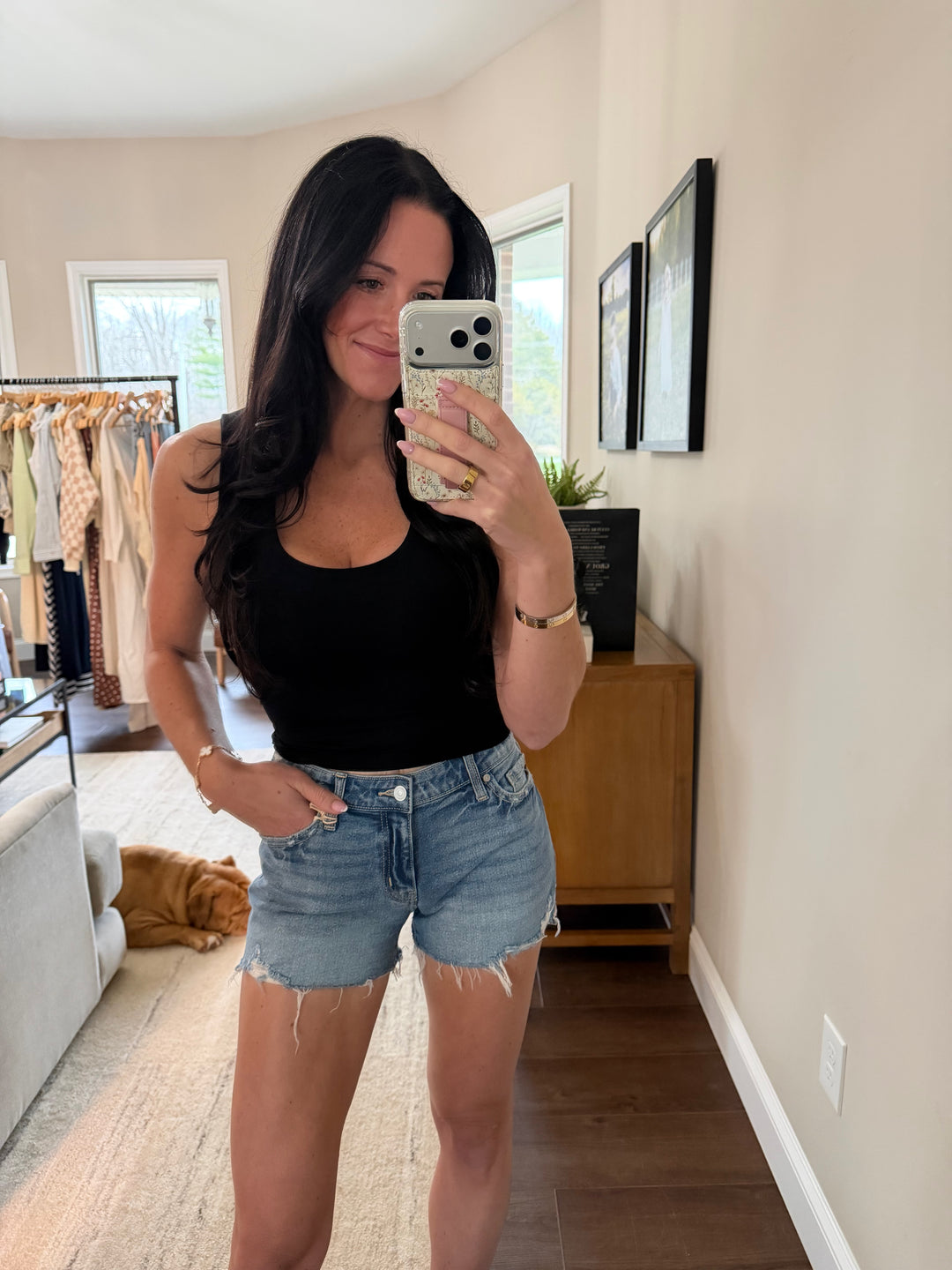Kan Kan Mid Rise Denim Shorts